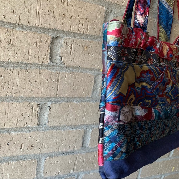 A Katie Bag by Katie Loper Fabric Patch Work Purse with Contrasting Stitch - Picture 10 of 16